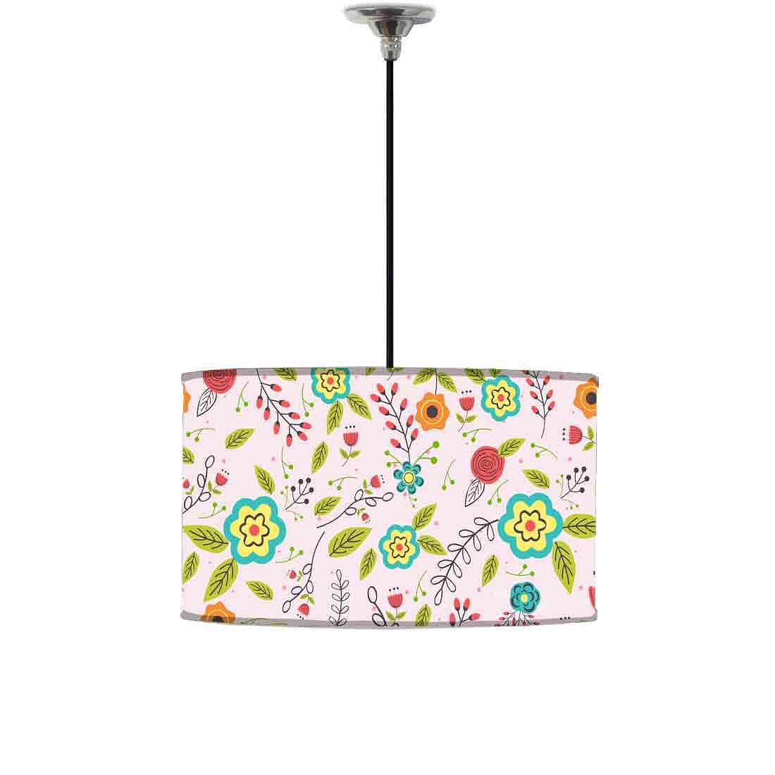Ceiling Lamp Hanging Drum Lampshade - Flower Collection