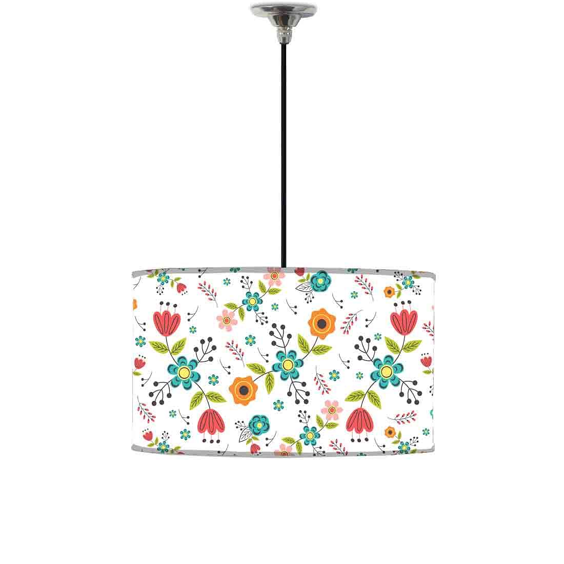 Ceiling Lamp Hanging Drum Lampshade - Colorful Flower Collection