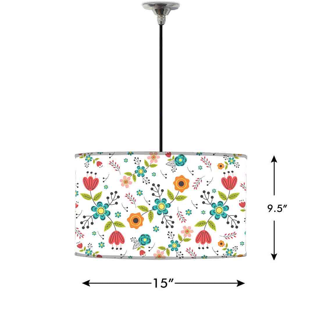 Ceiling Lamp Hanging Drum Lampshade - Colorful Flower Collection - Image 2