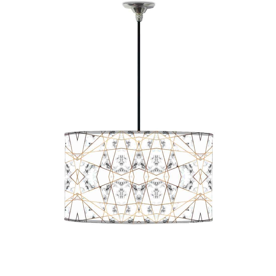 Ceiling Lamp Hanging Drum Lampshade - Black and White Marble Pastle