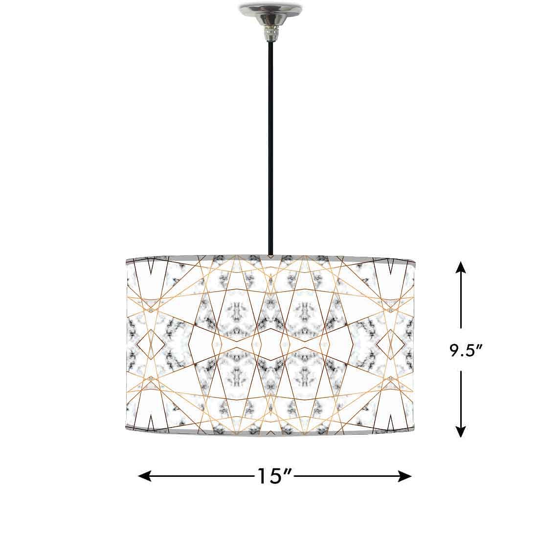 Ceiling Lamp Hanging Drum Lampshade - Black and White Marble Pastle - Image 2