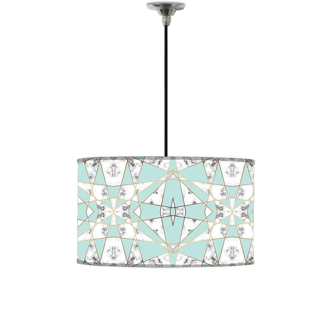 Ceiling Lamp Hanging Drum Lampshade - Green Marble Pastle
