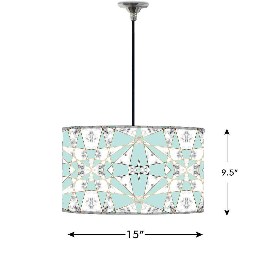 Ceiling Lamp Hanging Drum Lampshade - Green Marble Pastle - Image 2