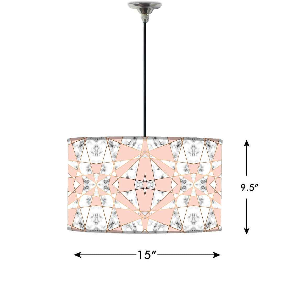 Ceiling Lamp Hanging Drum Lampshade - Peach and White Marble Pastle - Image 2