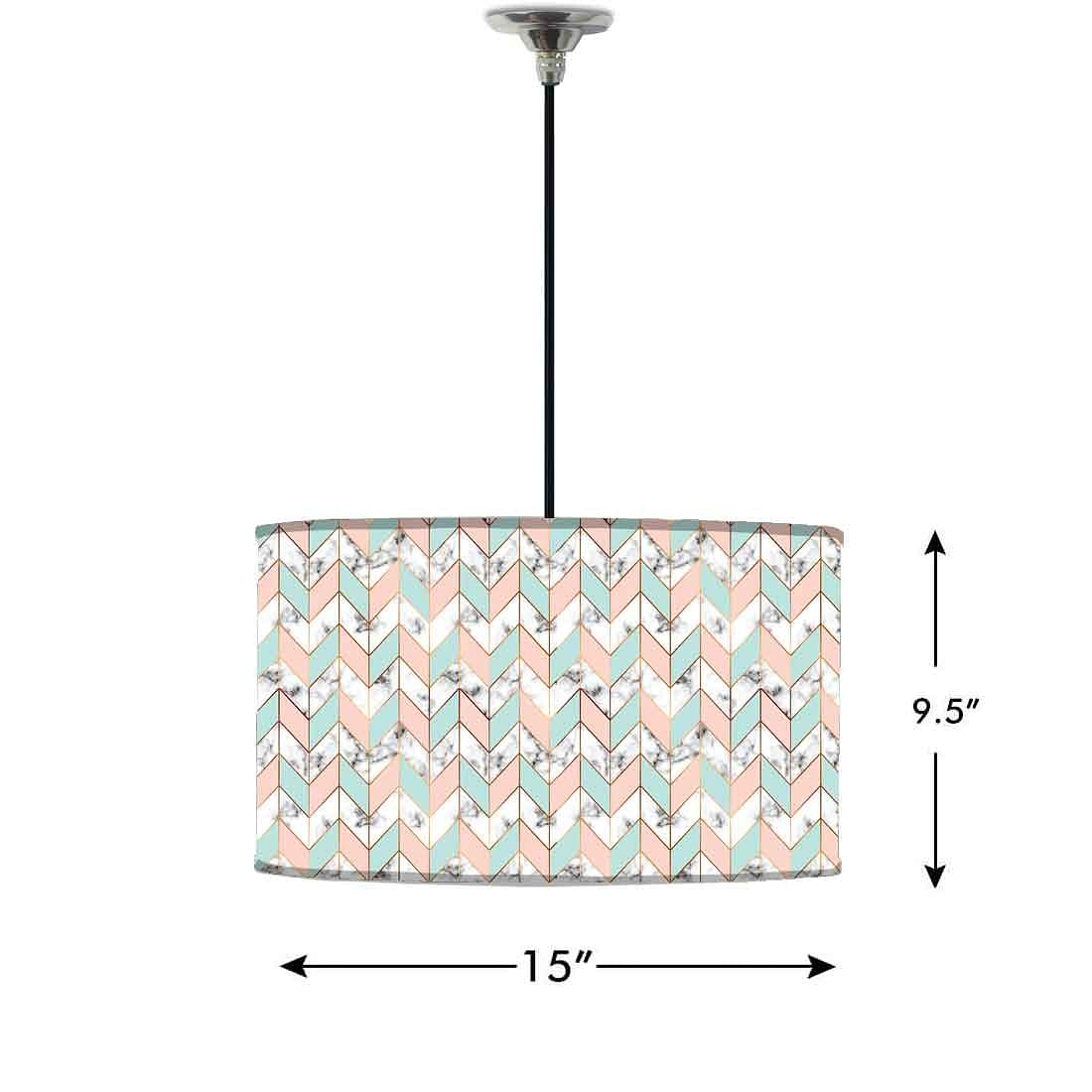 Ceiling Lamp Hanging Drum Lampshade - White and Peach Marble Pastle - Image 2