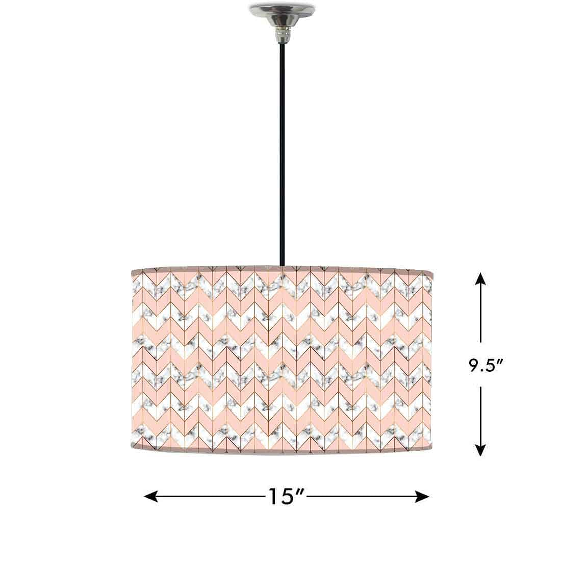 Ceiling Lamp Hanging Drum Lampshade - Peach Marble Pastle - Image 2