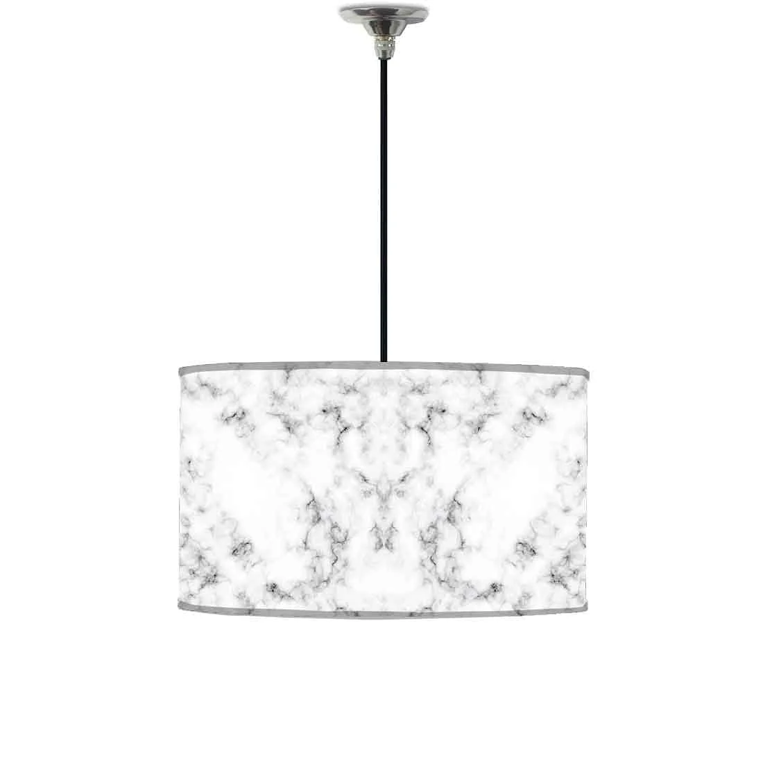 Ceiling Lamp Hanging Drum Lampshade - White and Black Marble Pastle