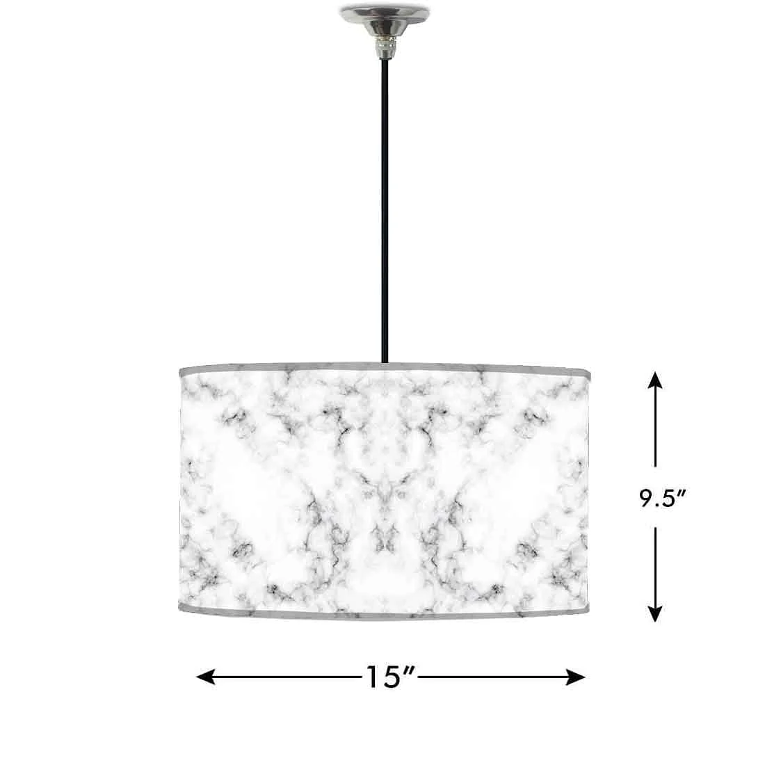 Ceiling Lamp Hanging Drum Lampshade - White and Black Marble Pastle - Image 2
