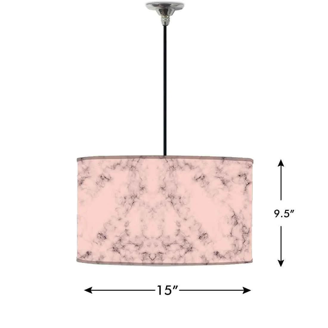 Ceiling Lamp Hanging Drum Lampshade - Peach Color Designer Marble Pastle - Image 2