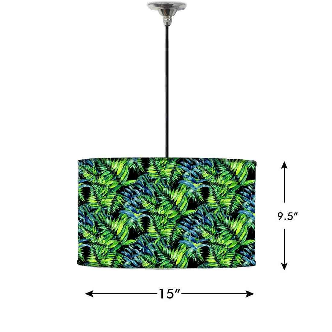 Ceiling Lamp Hanging Drum Lampshade - Tropical Green Leaf - Image 2