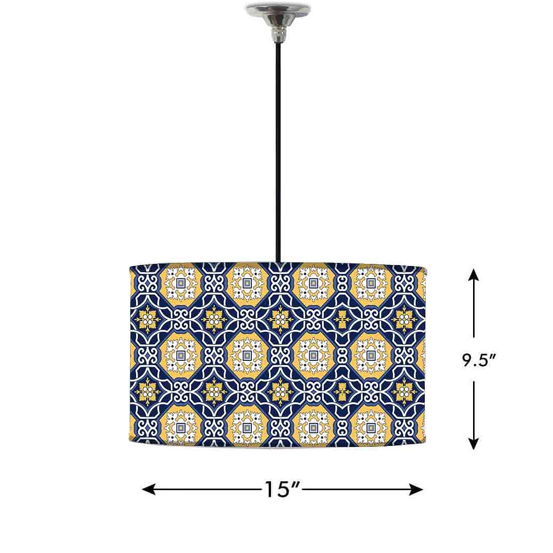 Ceiling Lamp Hanging Drum Lampshade - Floral Spanish Pattern - Image 2