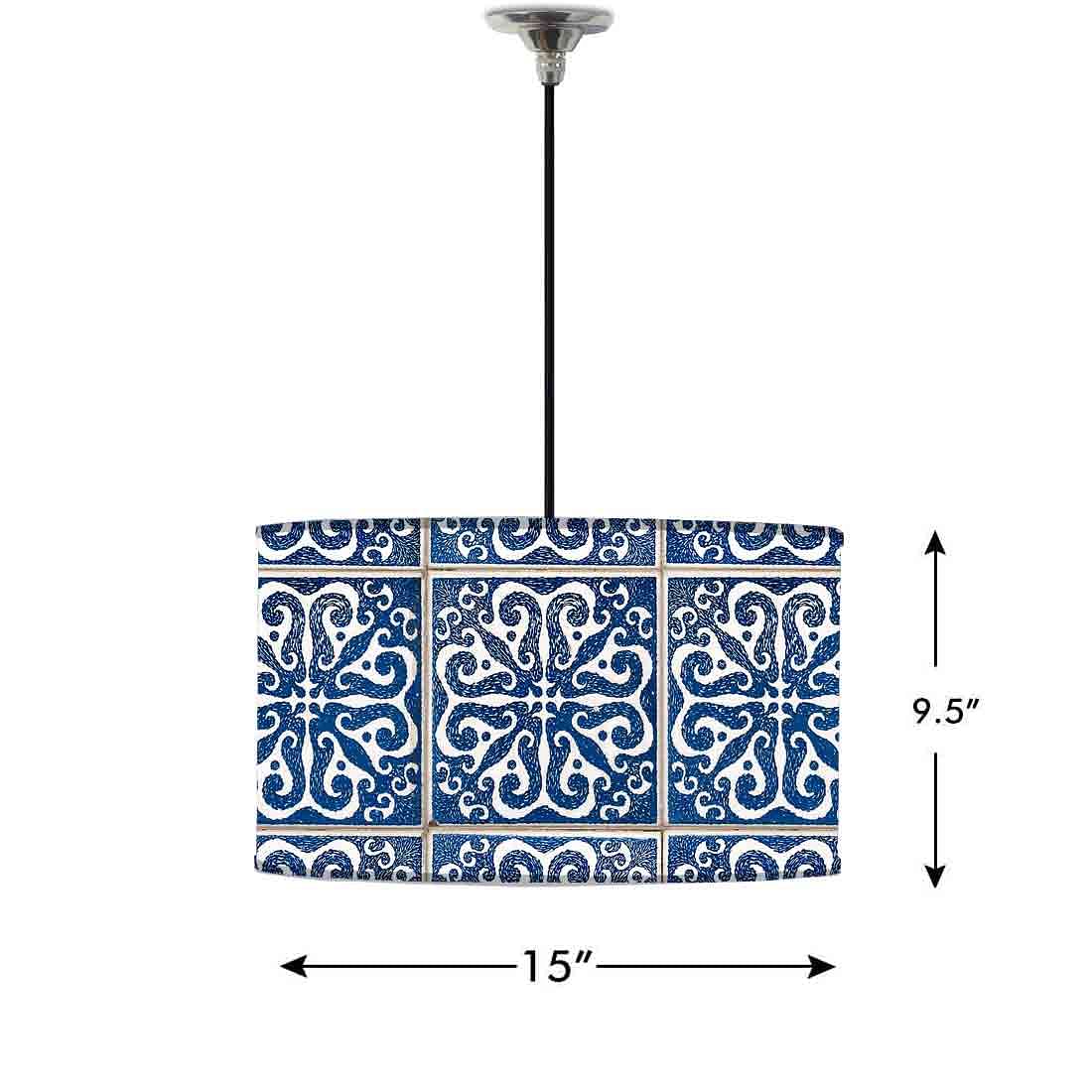 Ceiling Lamp Hanging Drum Lampshade - Tiles Pattern - Image 2