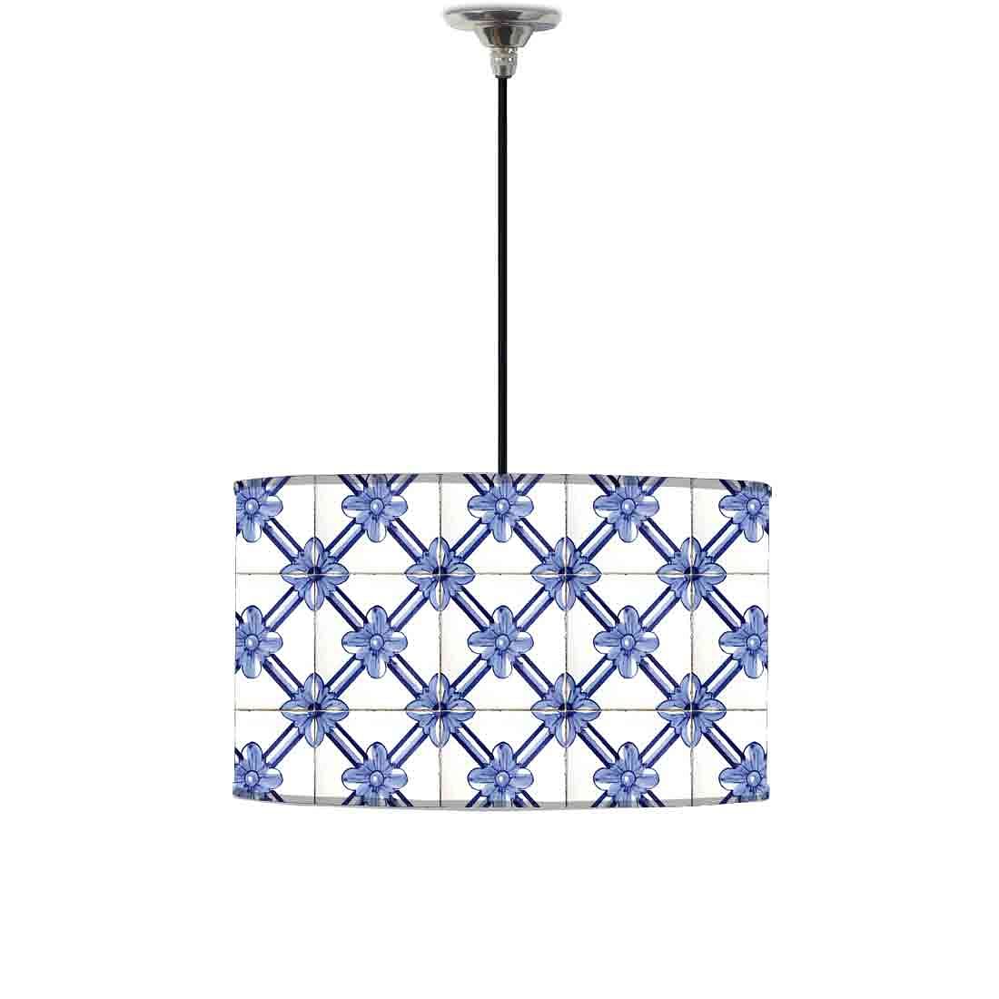 Ceiling Lamp Hanging Drum Lampshade - Portuguese Checks