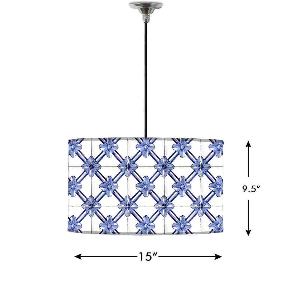 Ceiling Lamp Hanging Drum Lampshade - Portuguese Checks - Image 2