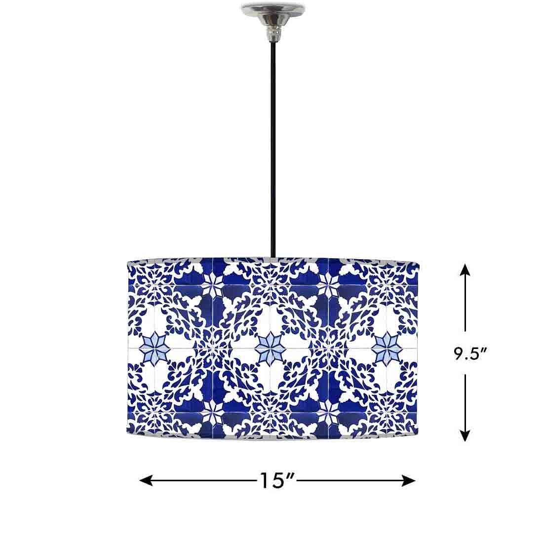 Ceiling Lamp Hanging Drum Lampshade - Floral Azulejos - Image 2