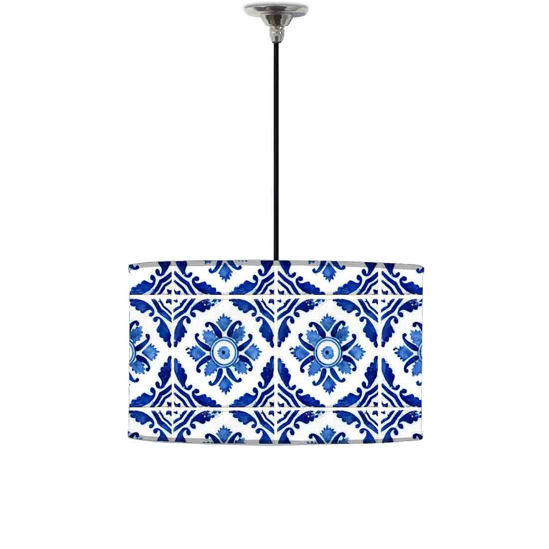 Ceiling Lamp Hanging Drum Lampshade - Floral Art