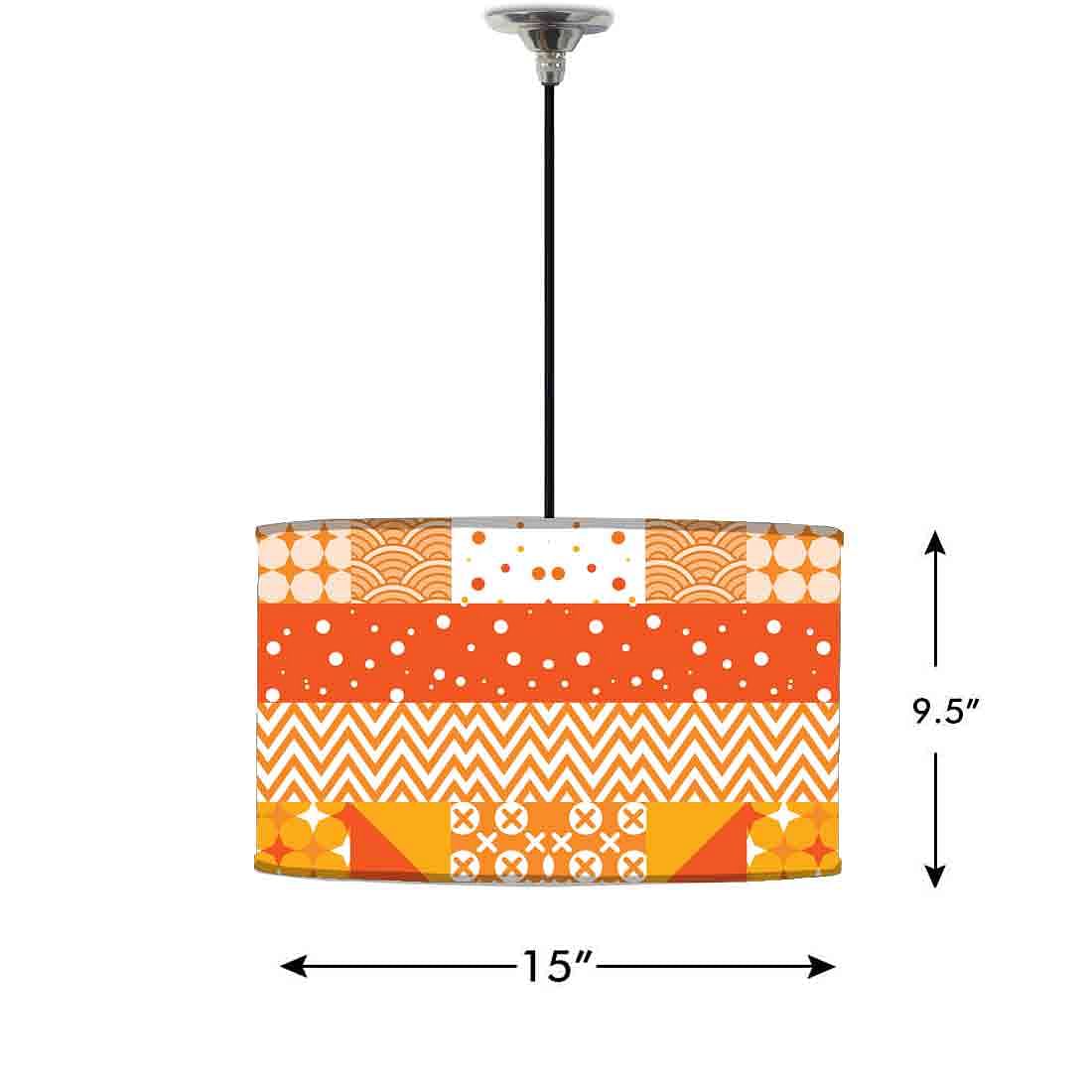 Ceiling Lamp Hanging Drum Lampshade - Pattern Orange - Image 2