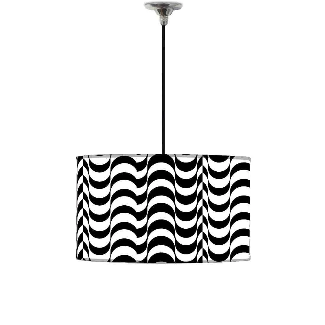 Ceiling Lamp Hanging Drum Lampshade - Black Waves