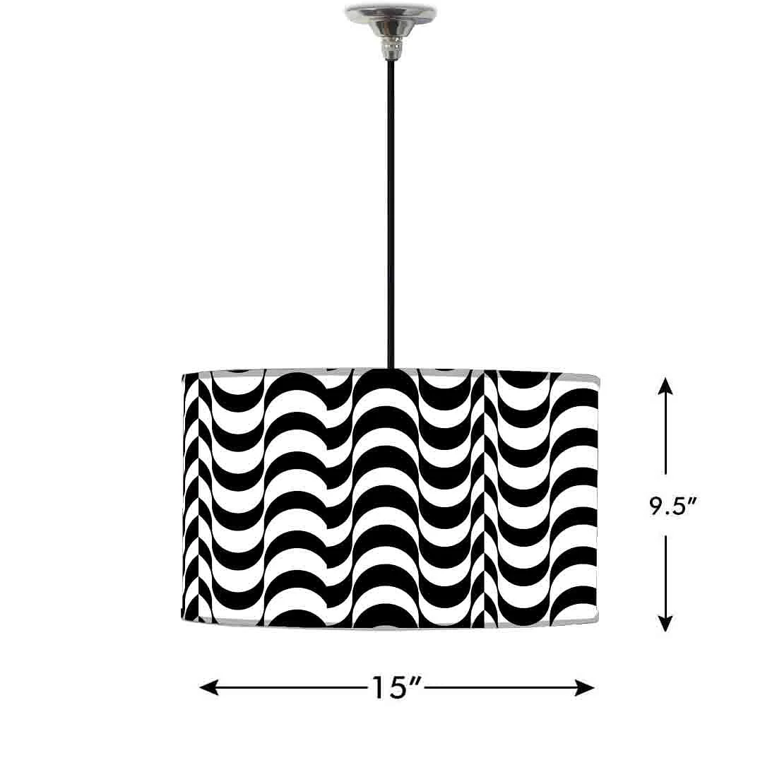 Ceiling Lamp Hanging Drum Lampshade - Black Waves - Image 2