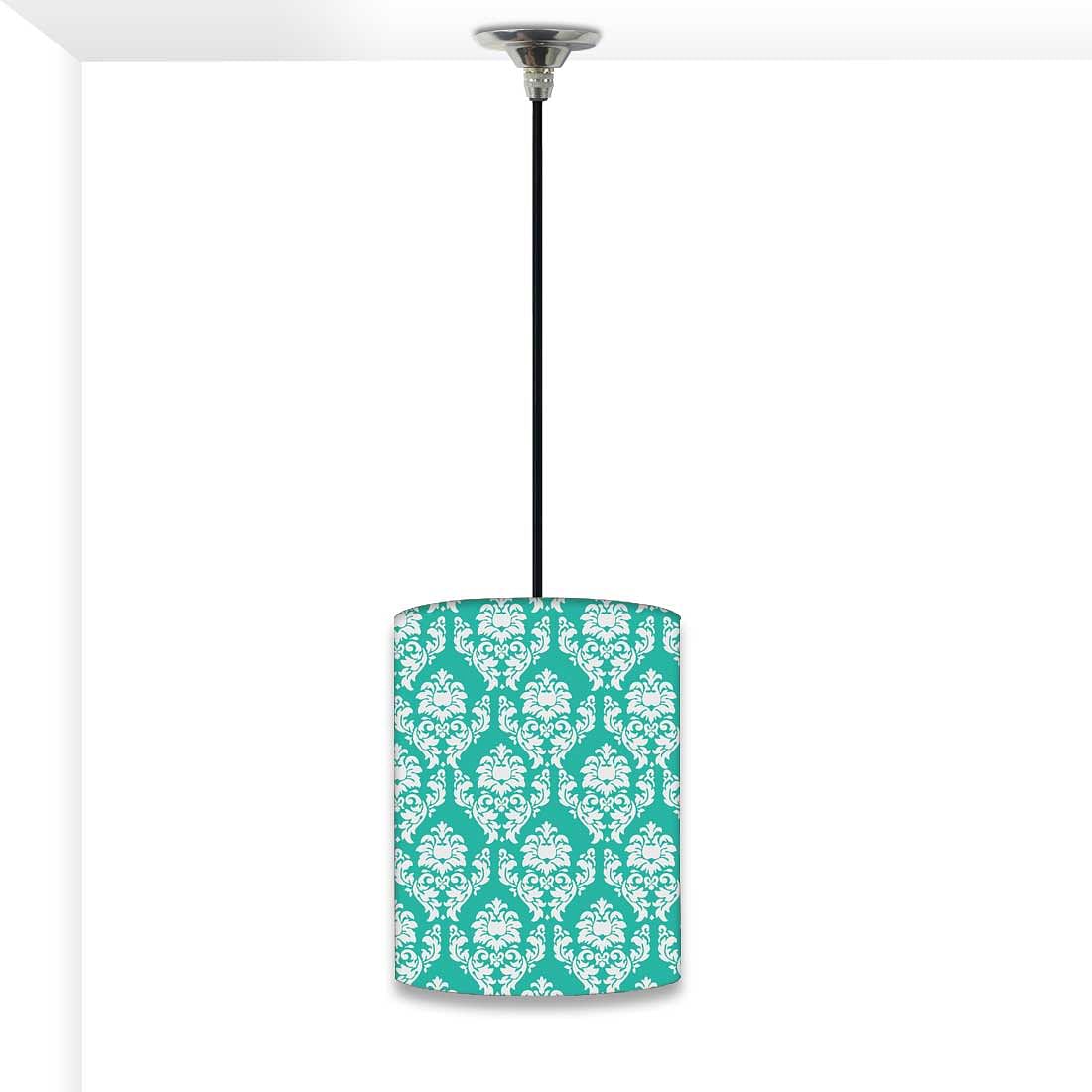 Ceiling Hanging Pendant Lamp Shade - Mint & White Damask
