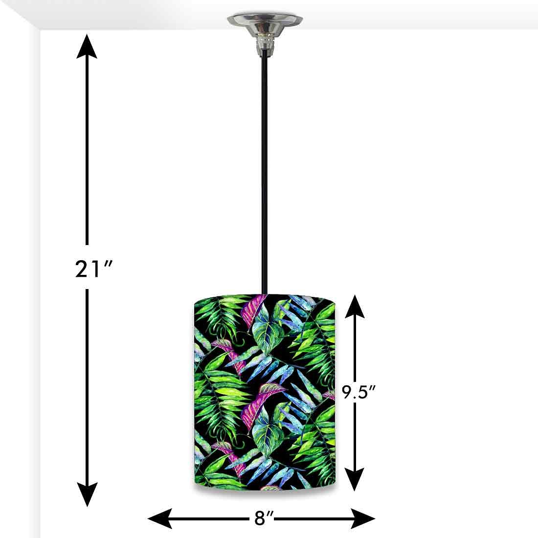 Ceiling Hanging Pendant Lamp Shade - Purple And Green Tropical Leaf - Image 3