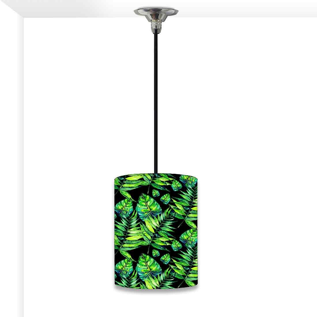 Ceiling Hanging Pendant Lamp Shade - Dark Green Tropical Leaf