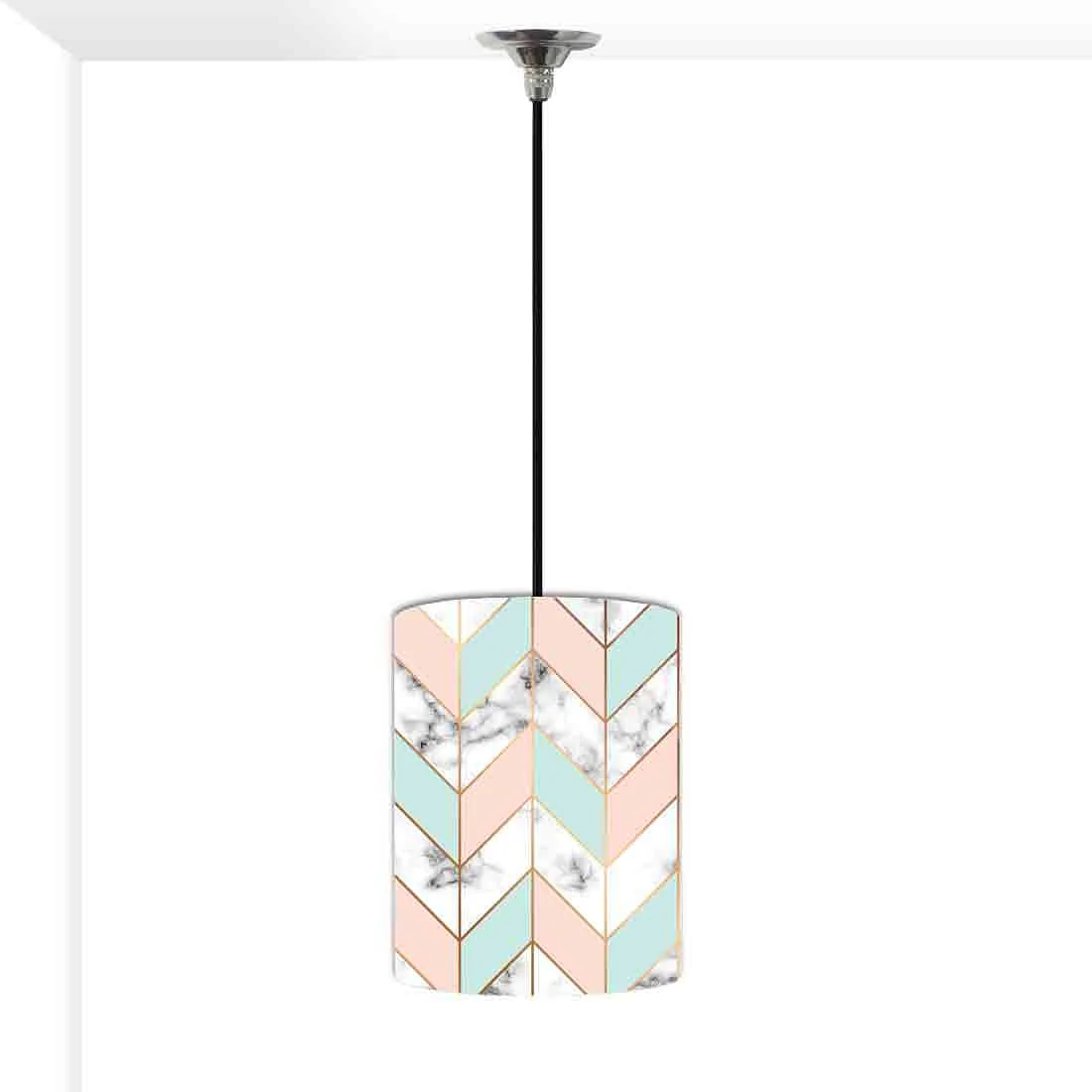 Ceiling Hanging Pendant Lamp Shade - White Peach Marble Pastle