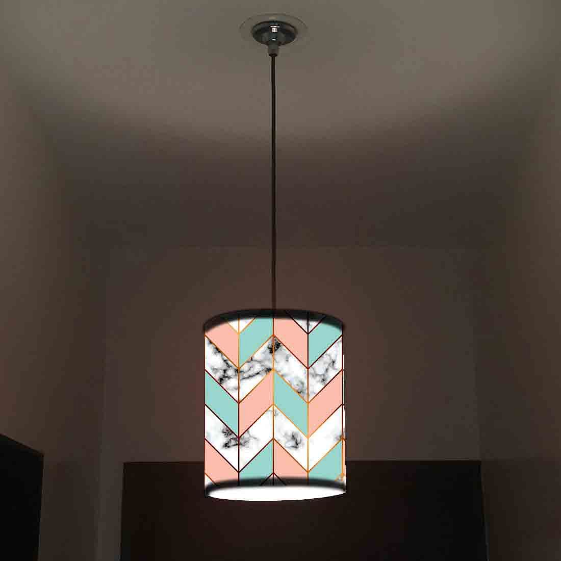 Ceiling Hanging Pendant Lamp Shade - White Peach Marble Pastle - Image 2