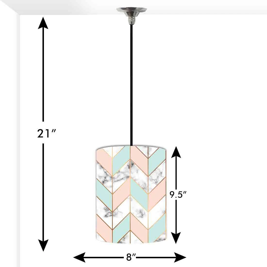 Ceiling Hanging Pendant Lamp Shade - White Peach Marble Pastle - Image 3
