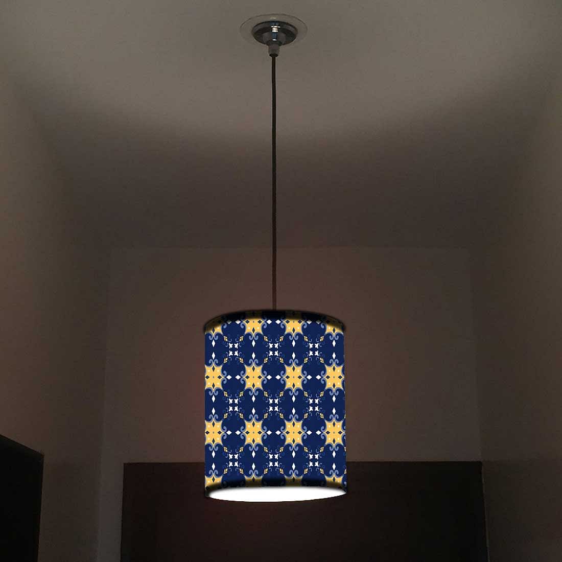 Ceiling Hanging Pendant Lamp Shade - Blue Yellow Design - Image 2