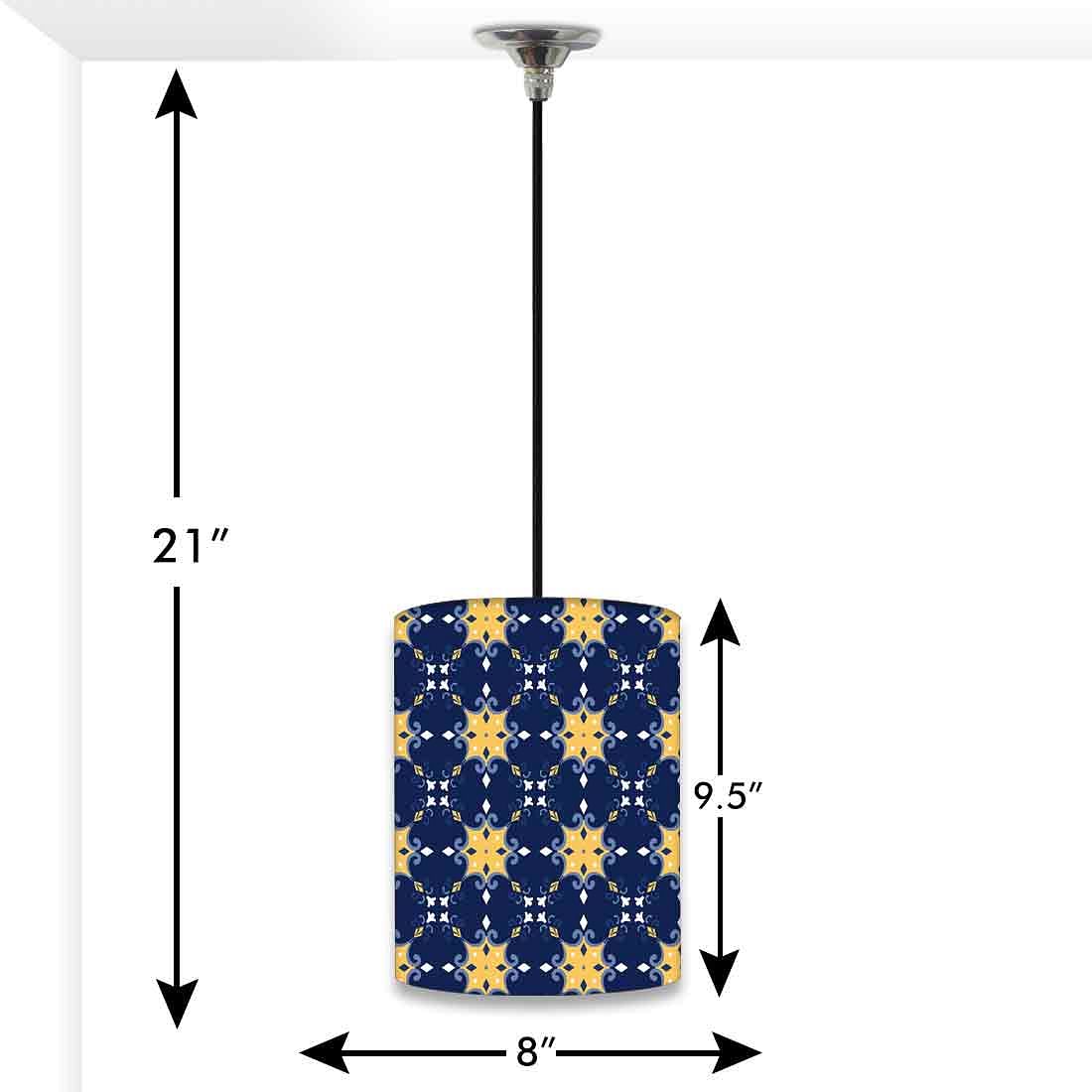 Ceiling Hanging Pendant Lamp Shade - Blue Yellow Design - Image 3