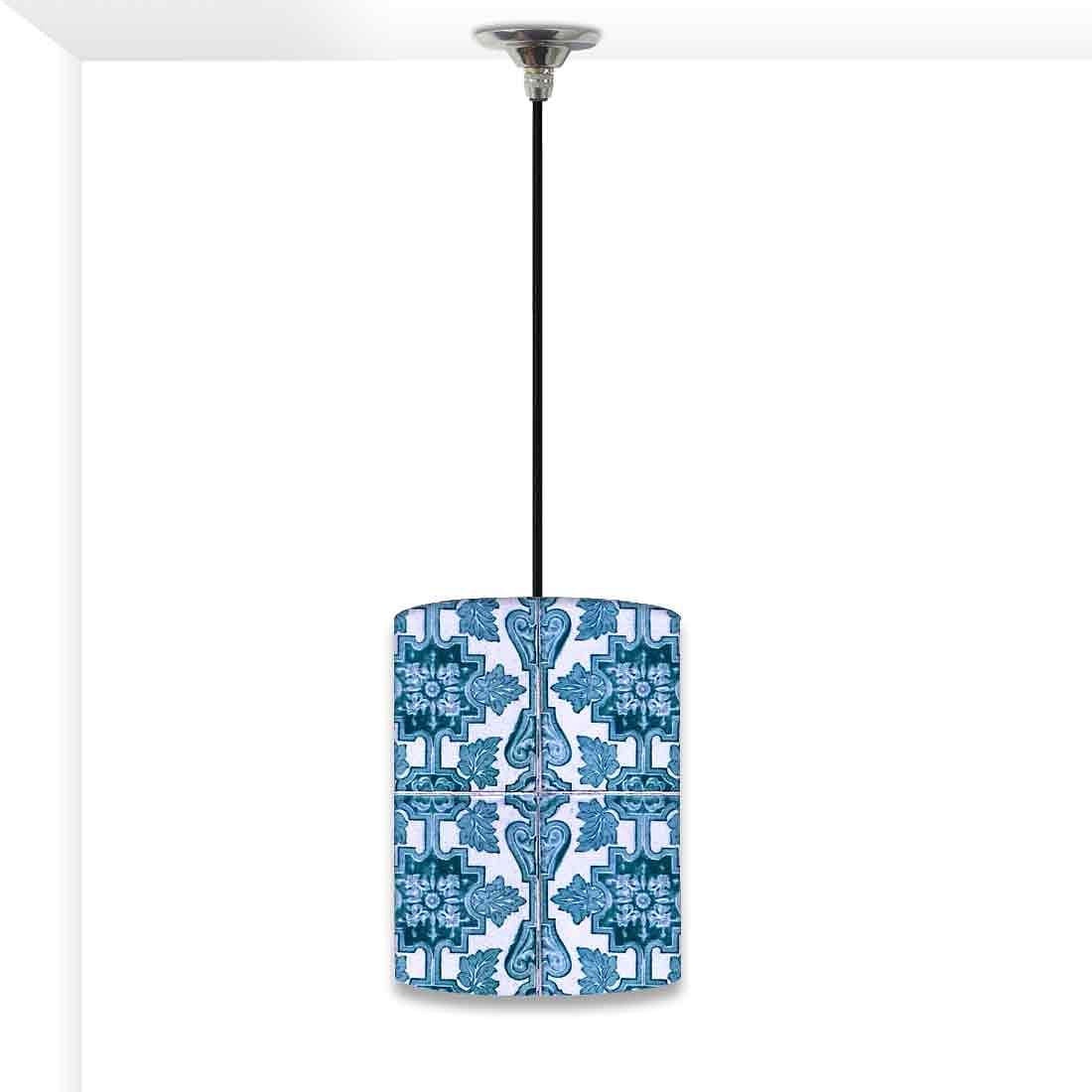 Ceiling Hanging Pendant Lamp Shade - Blue Tiles Pattern