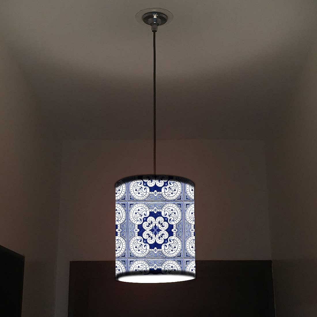 Ceiling Hanging Pendant Lamp Shade - Floral Spanish Tiles Effect - Image 2
