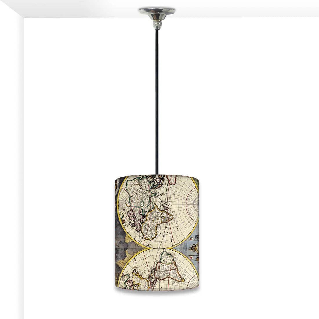Vintage Hanging Pendant Lamp -  Old Vintage Maps Of The Globe