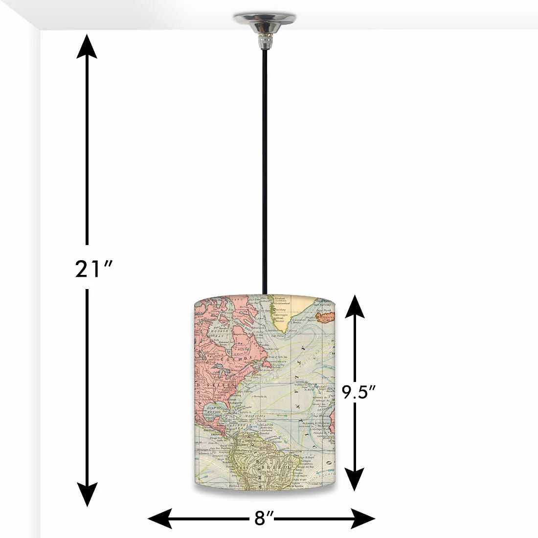 Vintage Ceiling Pendant Lamp - Vintage Map - Image 2