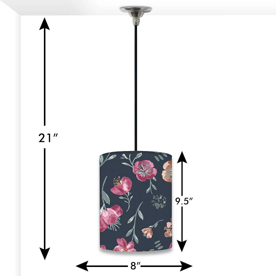 Beautiful Designer Pendant Lamp - Cute Baby Floral Art Gray - Image 2