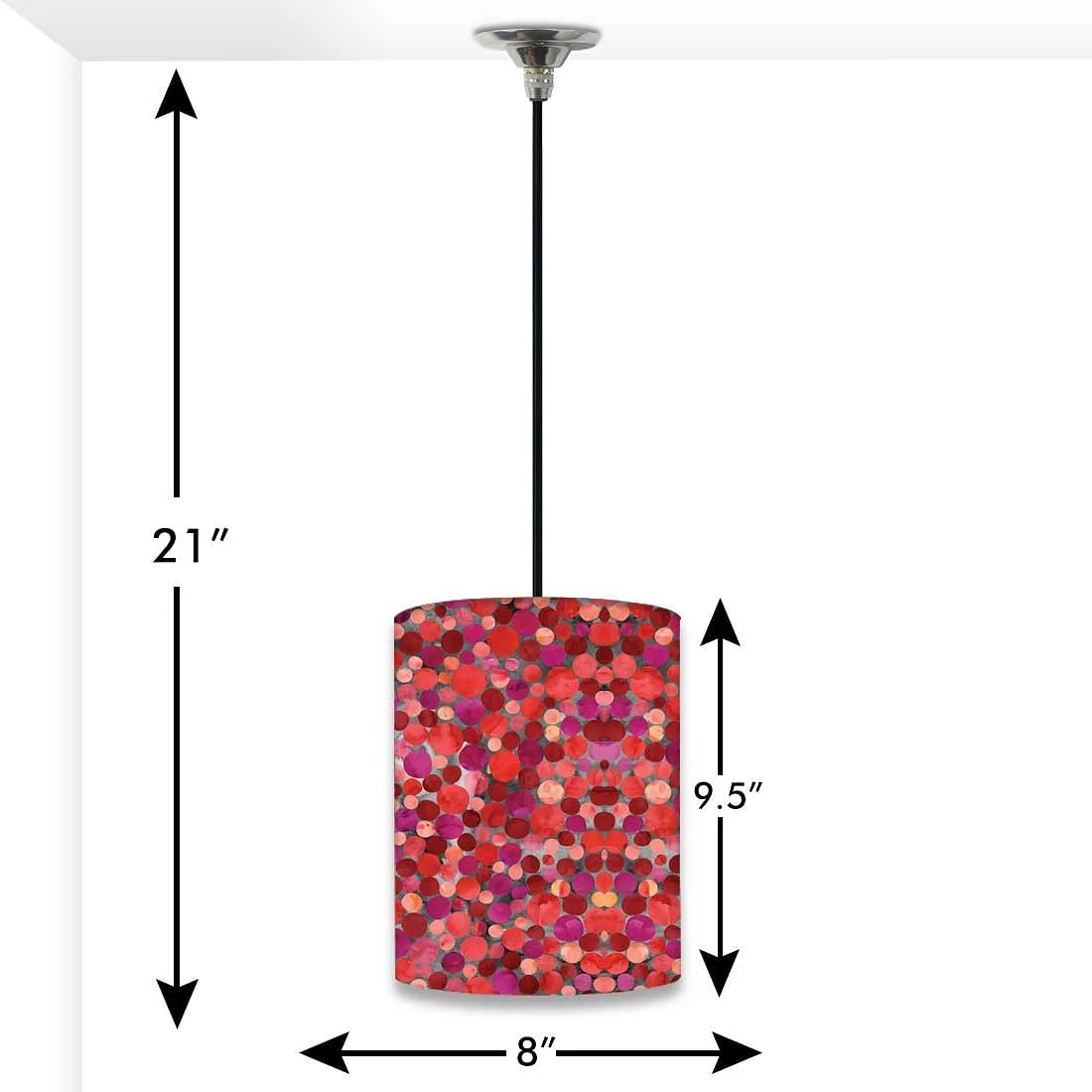 New Simple Hanging Pendant Lamp - Dark Pink Marble Dots - Image 2