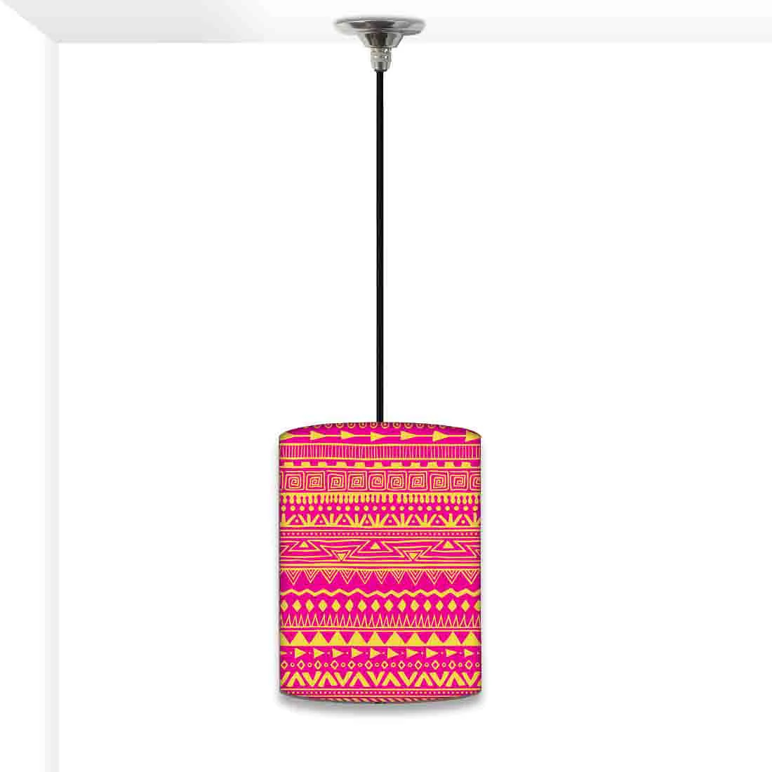 Beautiful Bedside Pendant Lamp - Aztec Pattern Pink