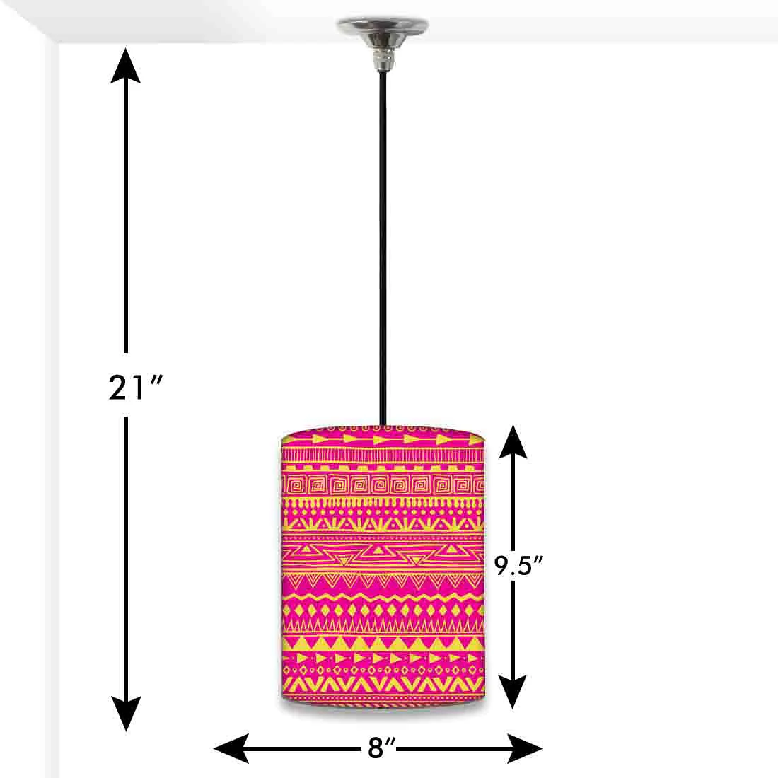 Beautiful Bedside Pendant Lamp - Aztec Pattern Pink - Image 2