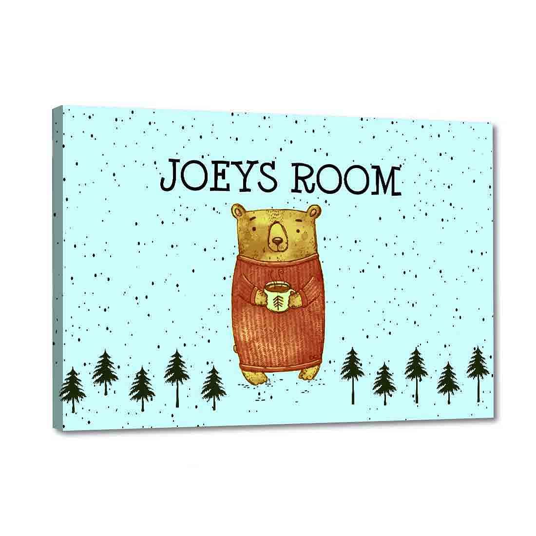 Personalized Kids Name Plate - Cute Bear Blue