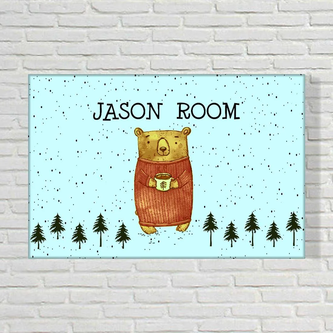 Personalized Kids Name Plate - Cute Bear Blue - Image 2