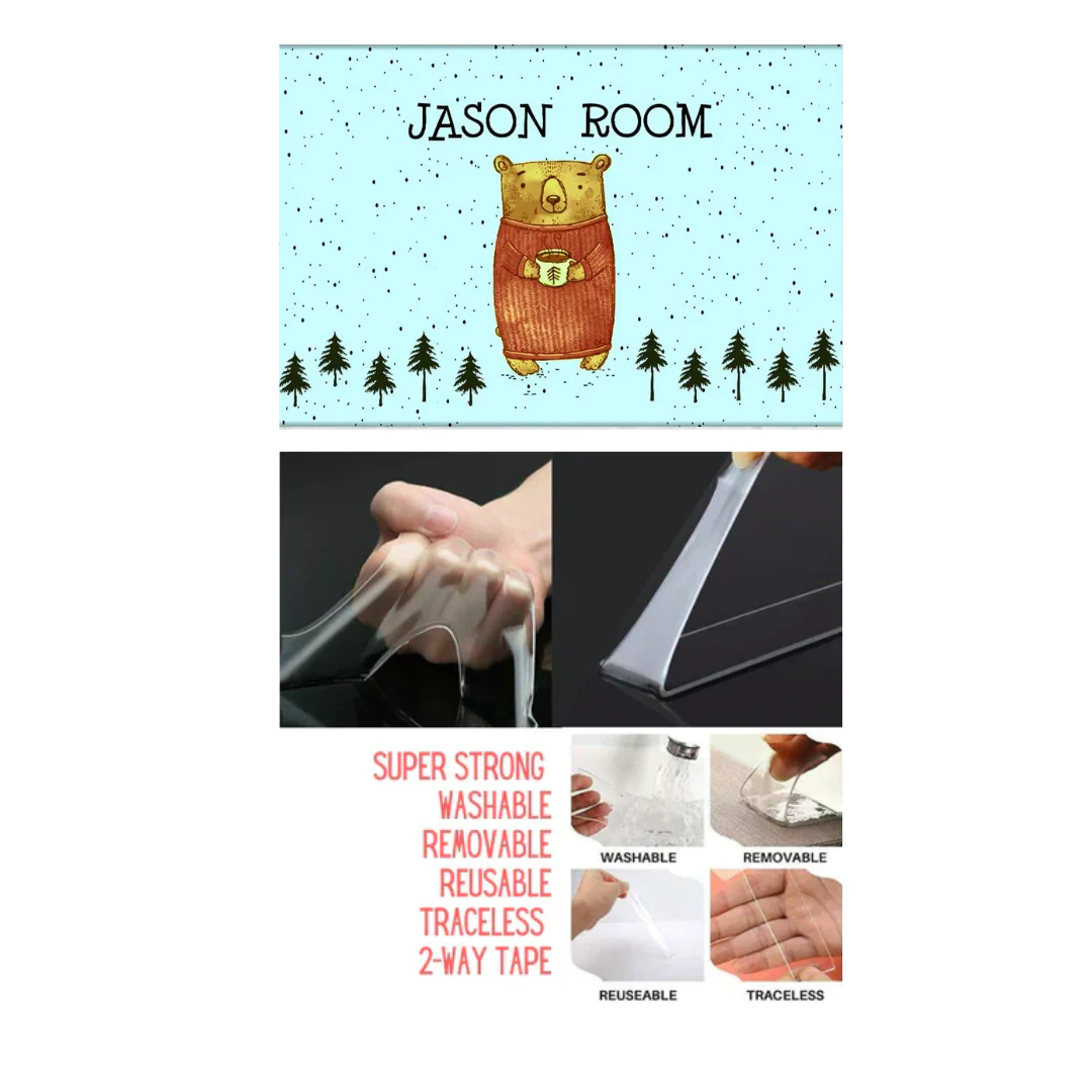 Personalized Kids Name Plate - Cute Bear Blue - Image 4