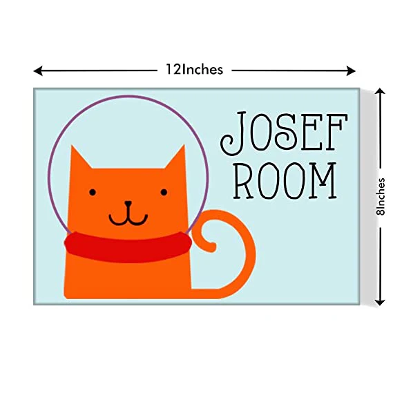 Children's Name Plate Door Sign - Cute Cat Skipping - Image 3
