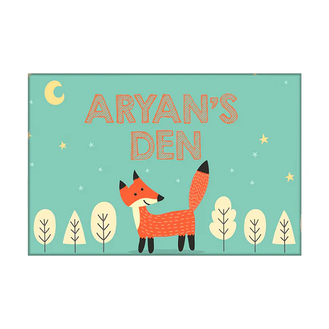 Children's Personalized Room Name Plate - Fox & Tree.