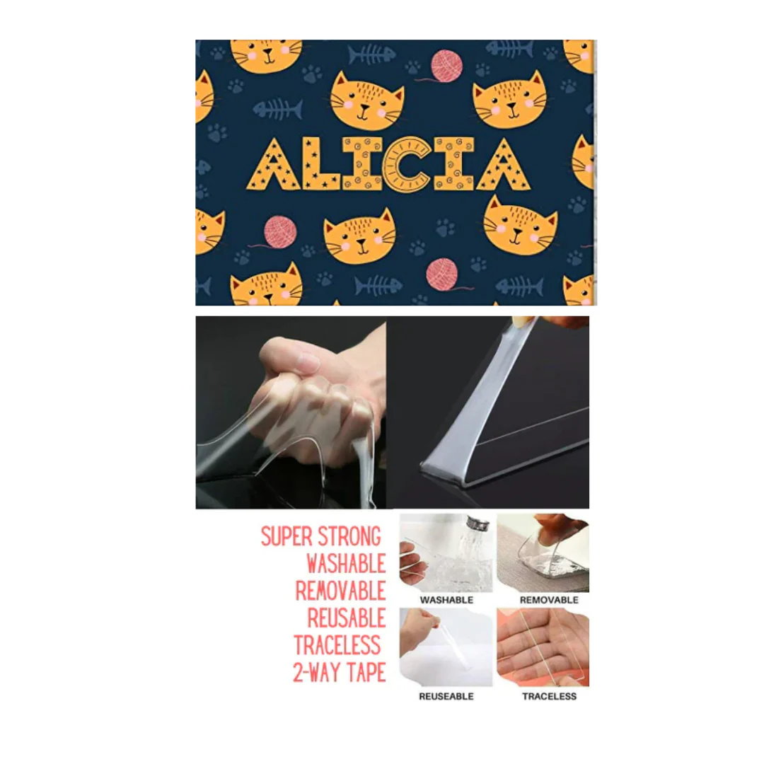 Customized Kids Name Plate for Girl - Cute Little Cat. - Image 4