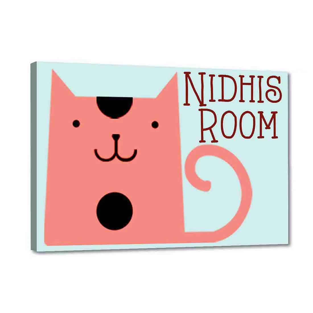 Custom Door Name Plate for Kids Room - Pink Cat