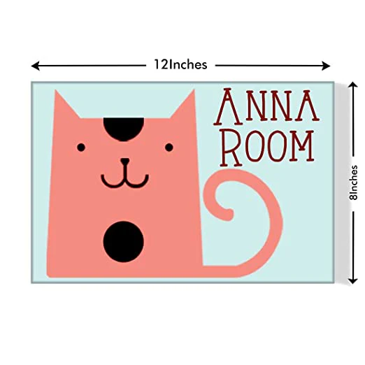 Custom Door Name Plate for Kids Room - Pink Cat - Image 3