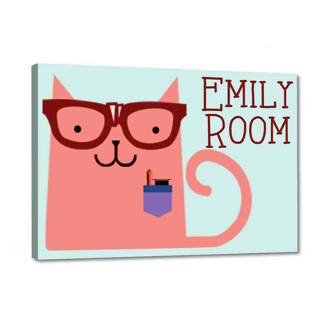 Personalized Children's Name Plate - Office Cat