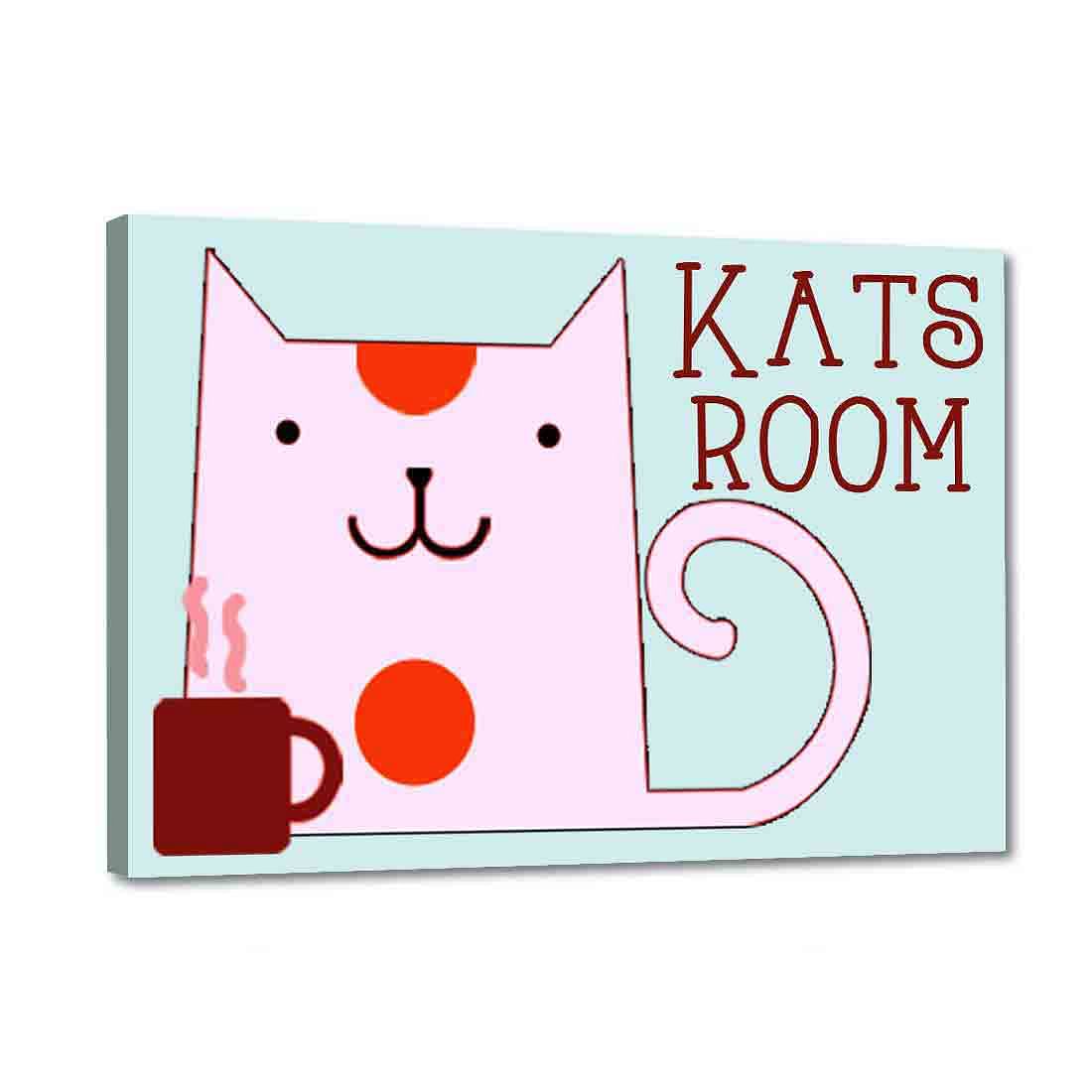 Kids Custom Door Name Plate - Cat Cup Milk