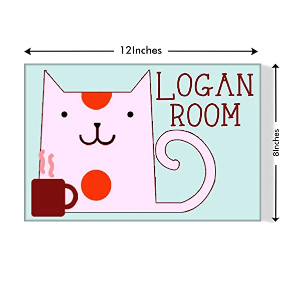 Kids Custom Door Name Plate - Cat Cup Milk - Image 3